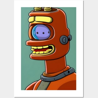 Smiling retro robot Posters and Art